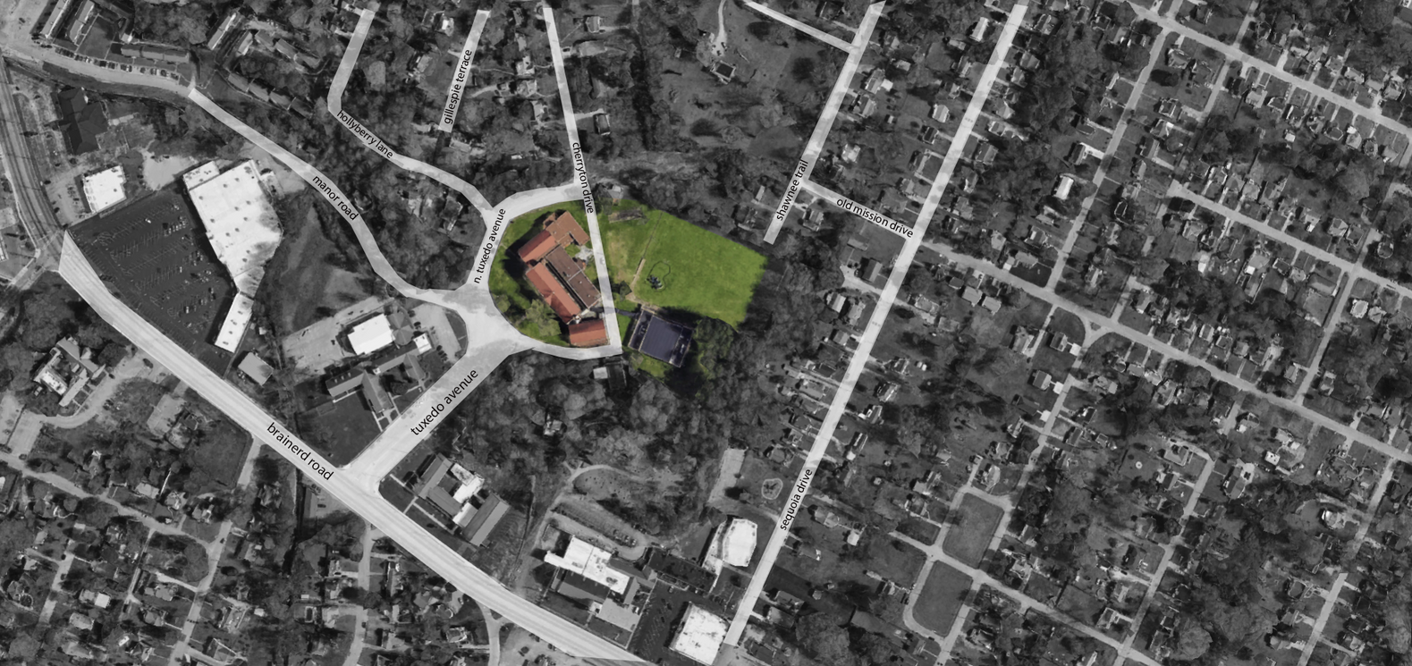 Aerial site map showing the Brainerd Junior High campus and surrounding streets