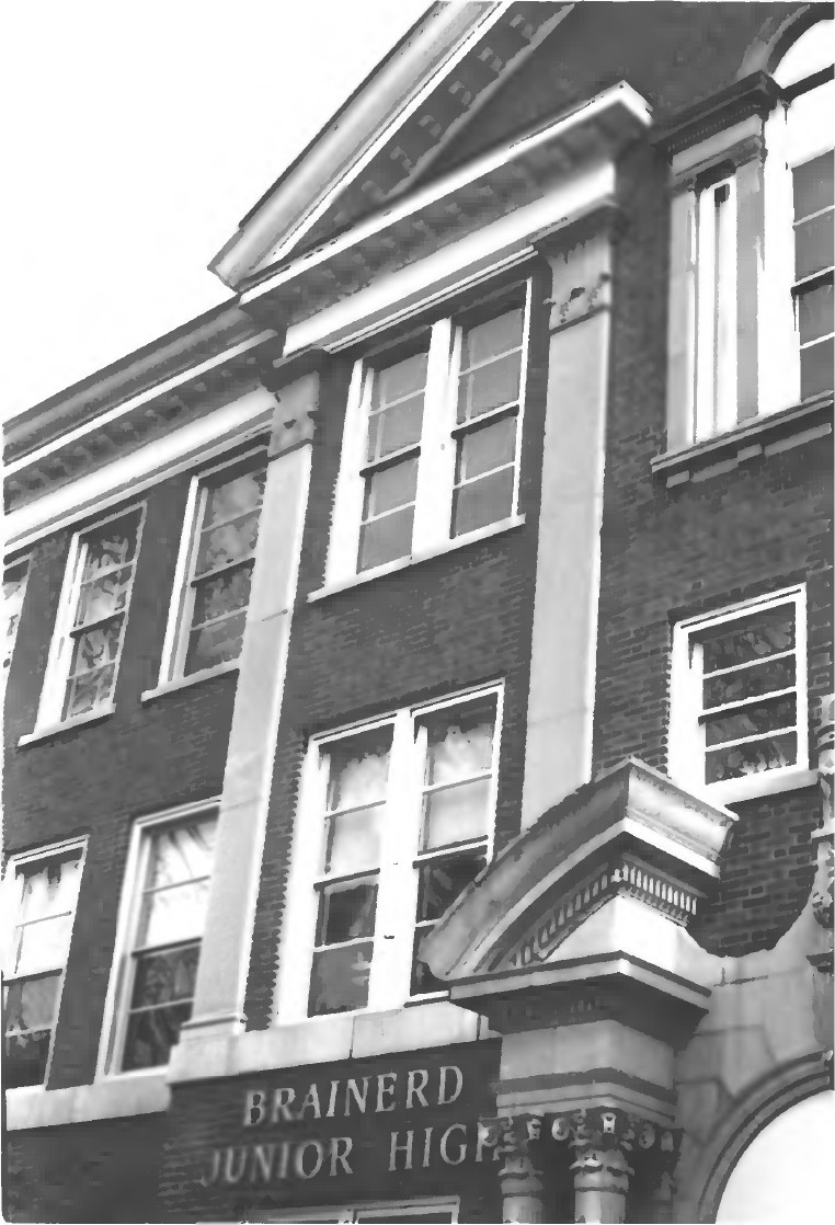 1979 angled view of the brick facade